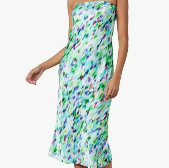 The Drop Womens Danica Strapless Ripple Print Midi Dress Size Large NWT - Picture 2 of 8